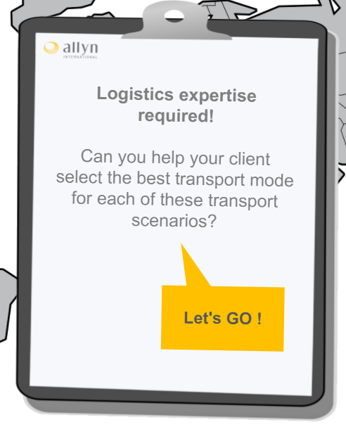 A clipboard icon used to represent and start our logistics transport mode selection game. Click to play our transport game
