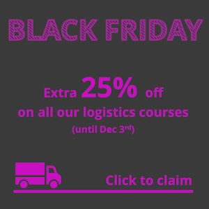 A picture indicating our 25% discount on our logistics courses - valid from 11/22 to 12/3/24.